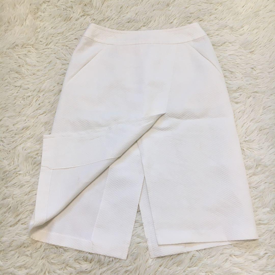 【美品】シャネル スカート スリット ココマーク ホワイト 02P