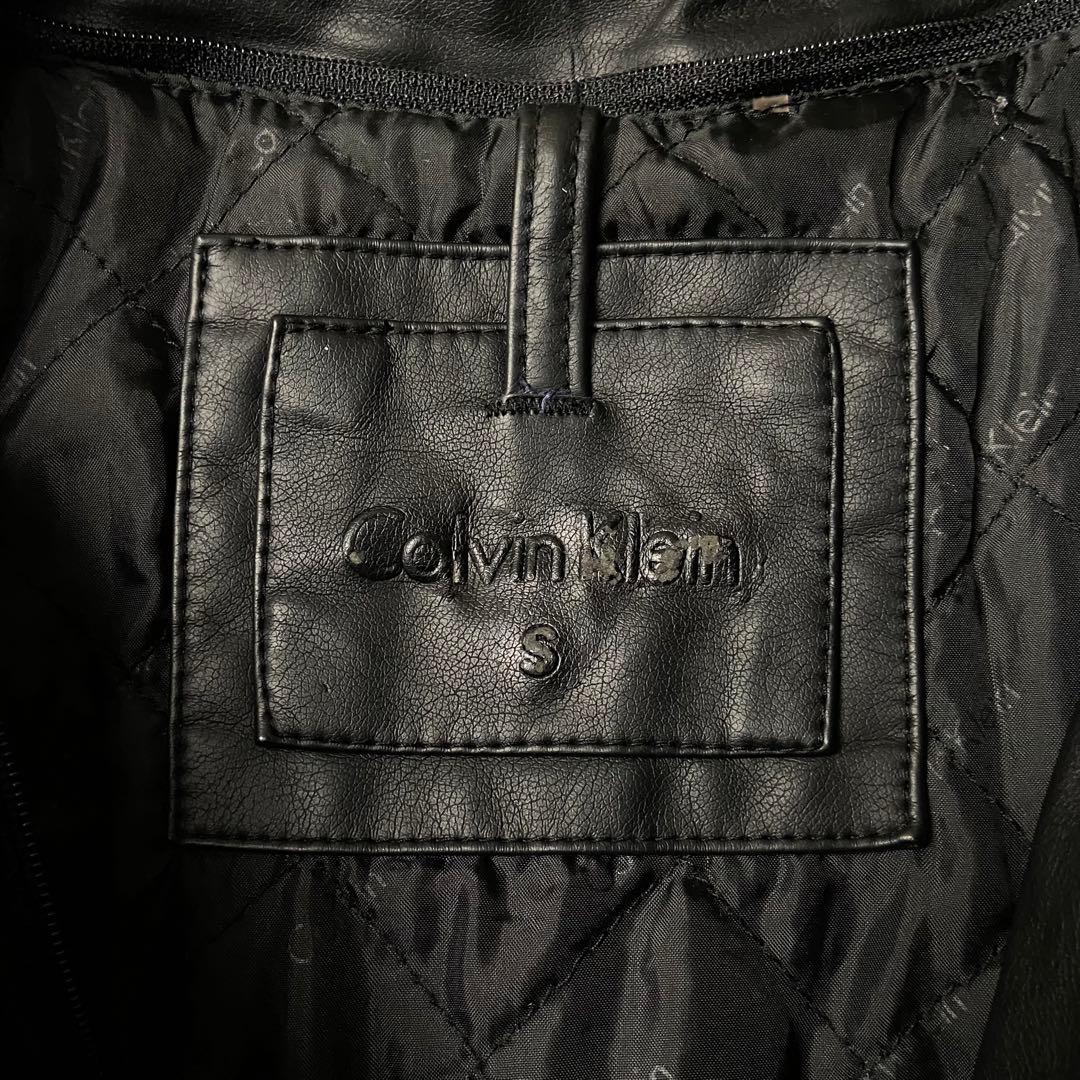 CK カルバンクライン シングルライダース フェイクレザージャケット ブラック