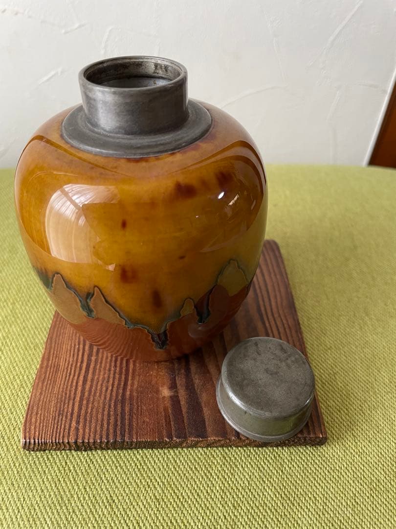 煎茶道具　陶製錫口茶心壺　茶入れ