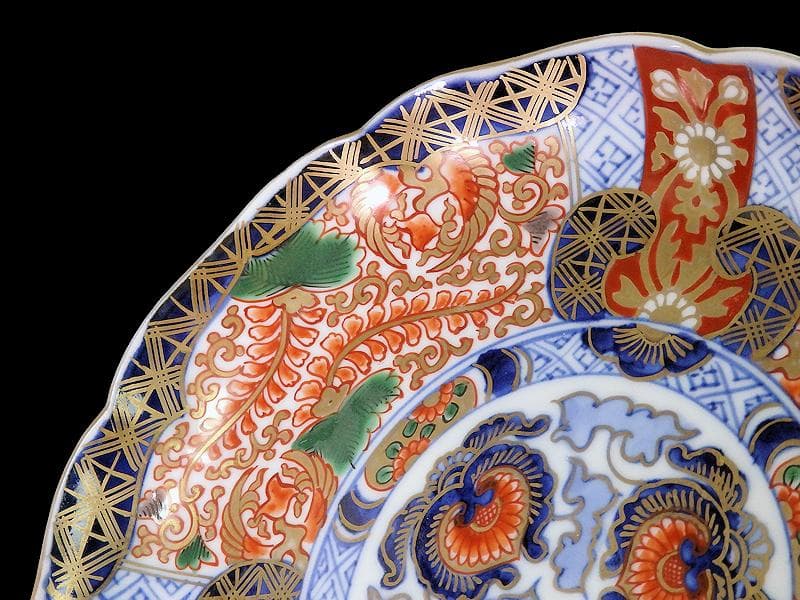 古伊万里　金襴手　金羊歯に鳳凰の図　7寸皿　E069AS-CPt