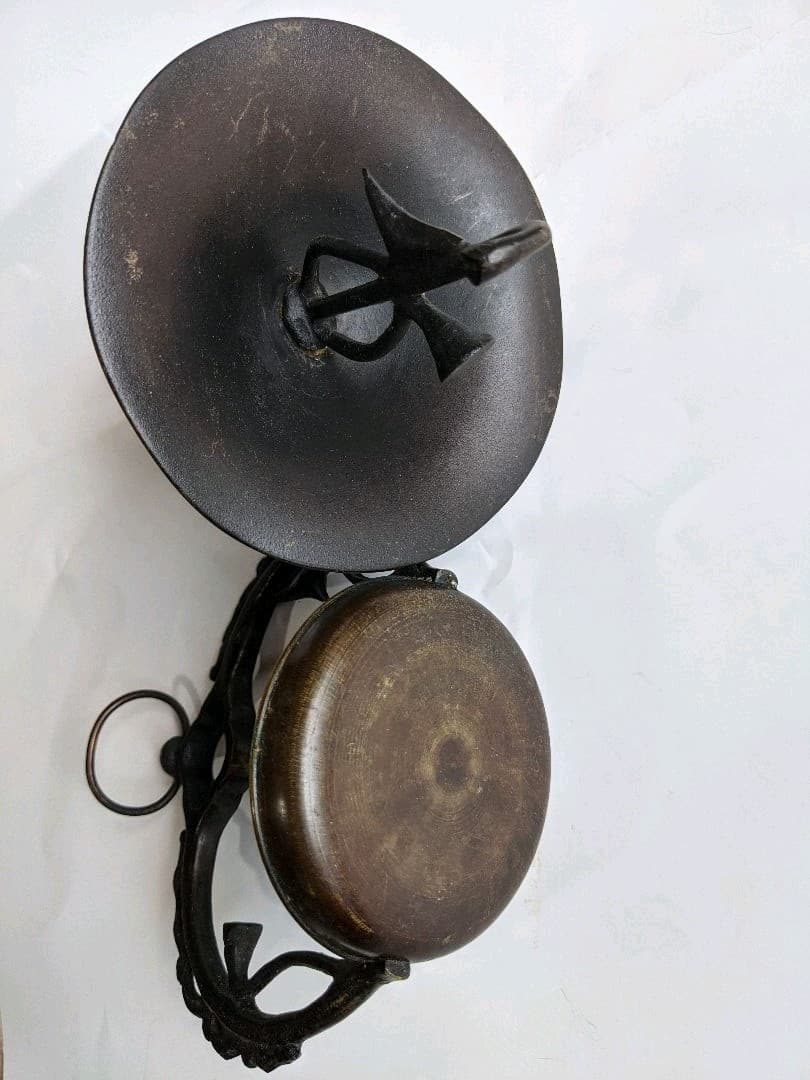 ⭐️神社 寺社 仏閣 吊り下げ式 蓮華 燭台 唐金 灯り アンティーク 骨董品