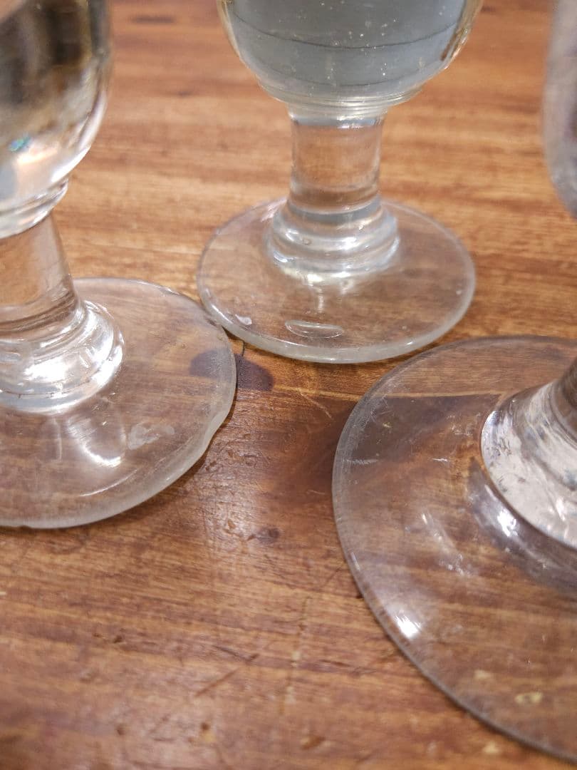 フランス アンティーク 厚手の吹き硝子 アブサングラス 3脚セット