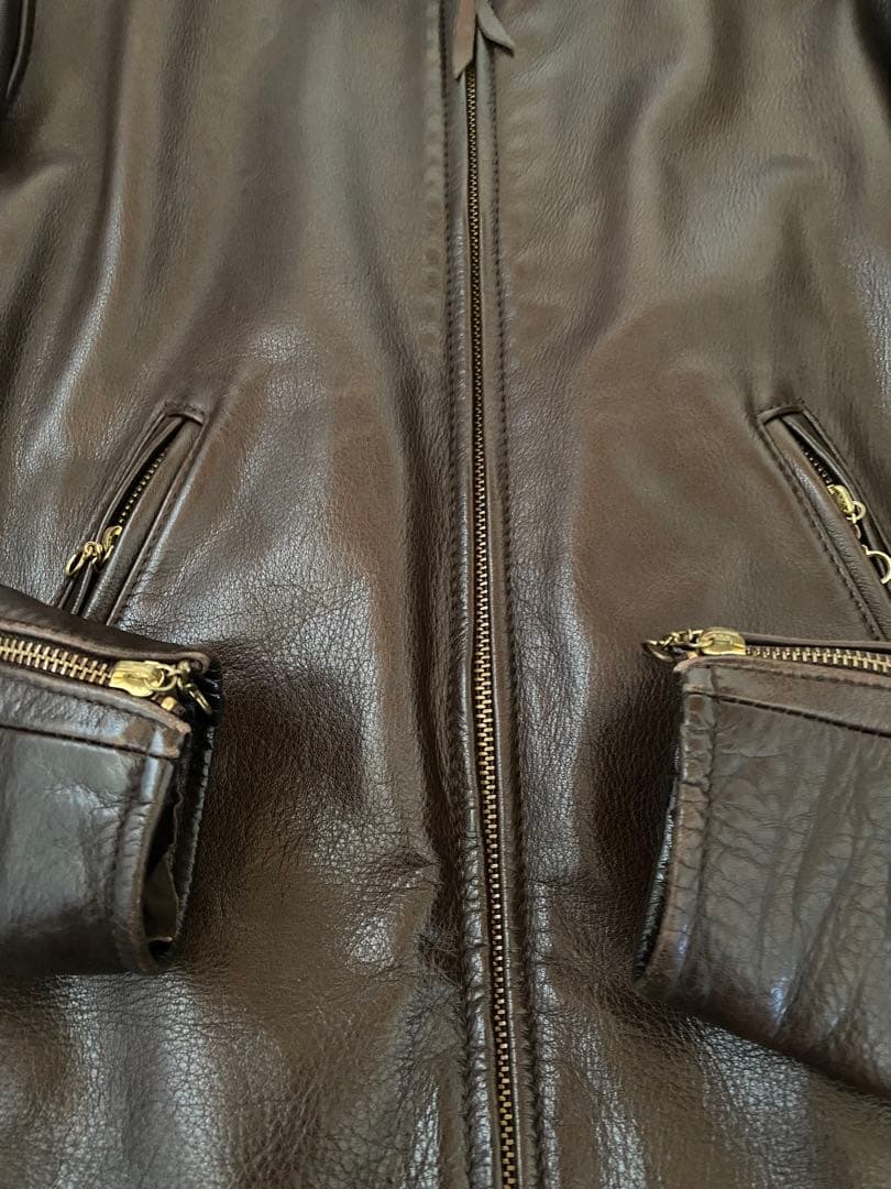 USA製ビームスプラスシングルライダースジャケット茶Mサイズ