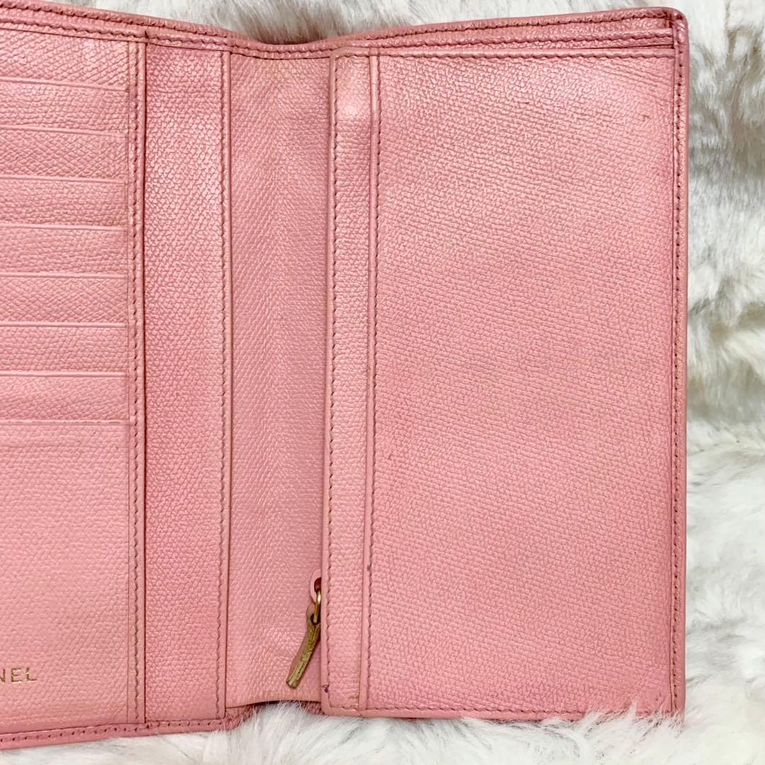人気色！CHANEL ココボタン　ピンク　二つ折り財布　シャネル