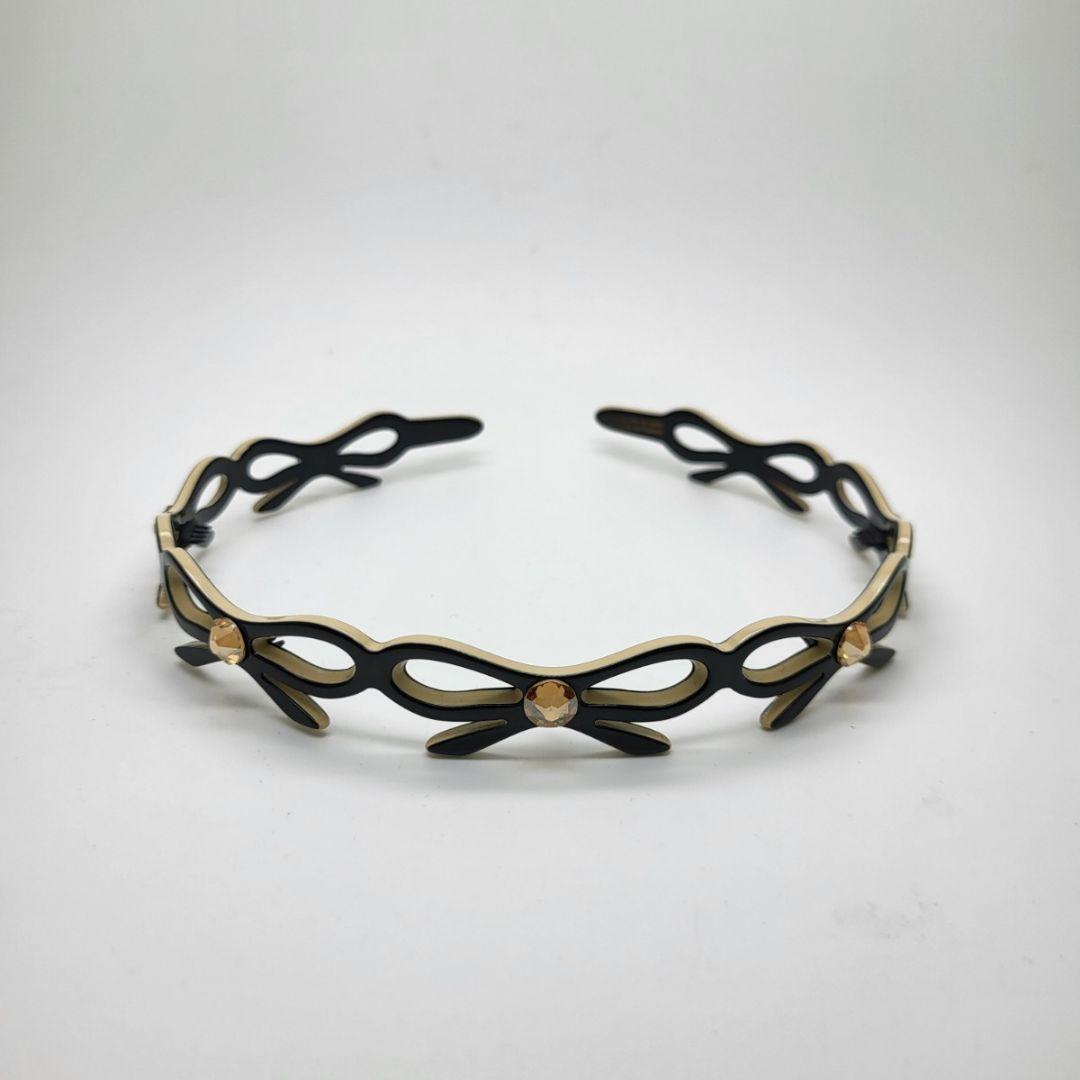 9800□ALEXANDRE ヘアバンド リボン風 ブラックbc11yt