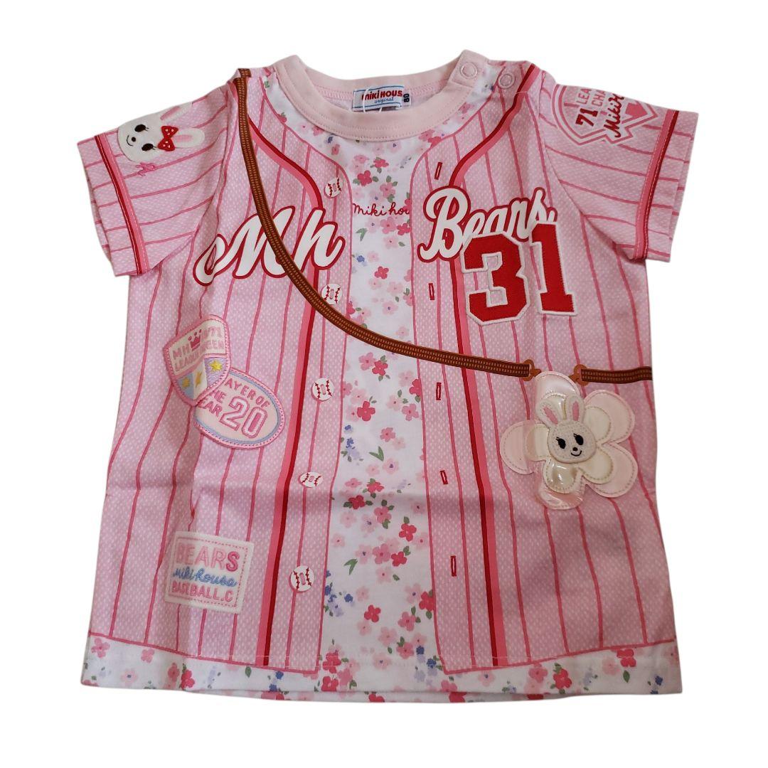 最終値下げ☆タグ付き☆ミキハウス　騙し絵ユニフォームTシャツ(80)