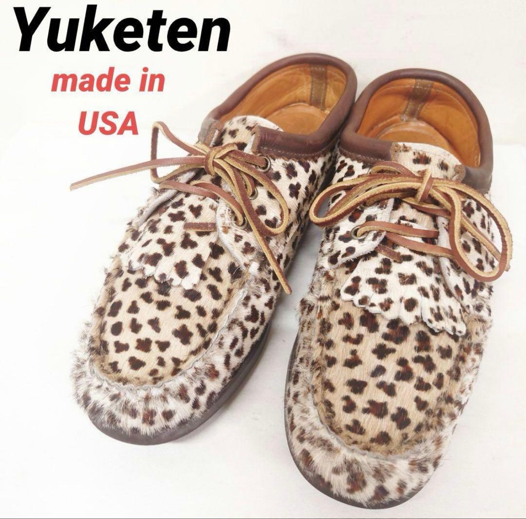 大人気　ユケテンYuketen ヒョウ柄モカシンシューズレオパードデッキシューズ