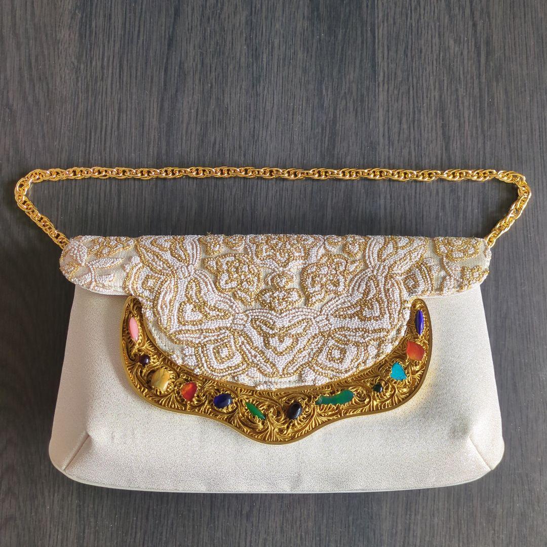 濱野皮革工藝 バッグ　ハンドバッグ　ショルダーバッグ　クラッチ　天然石　白