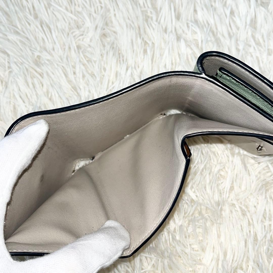 LOEWE 三つ折り財布　コンパクト　アナグラム トライフォールド グリーン