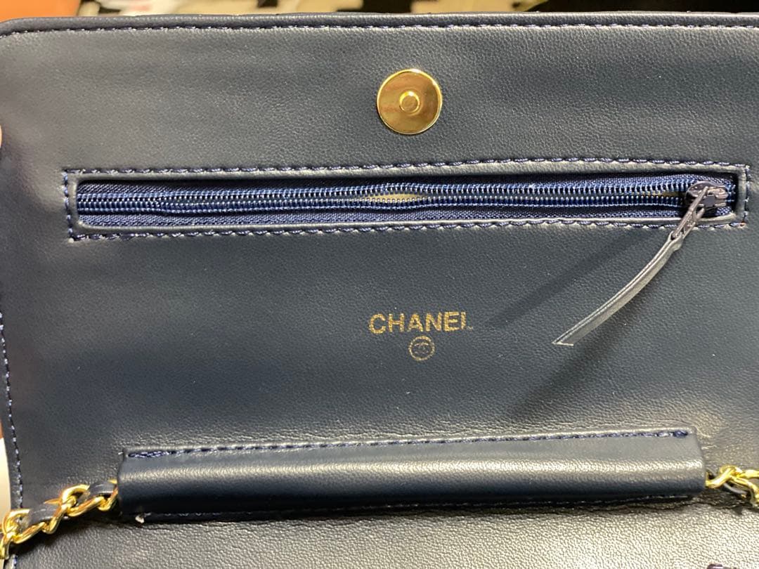 う*に様 キルティング チェーン ショルダーバッグ ネイビー ゴールド金具 ミニ