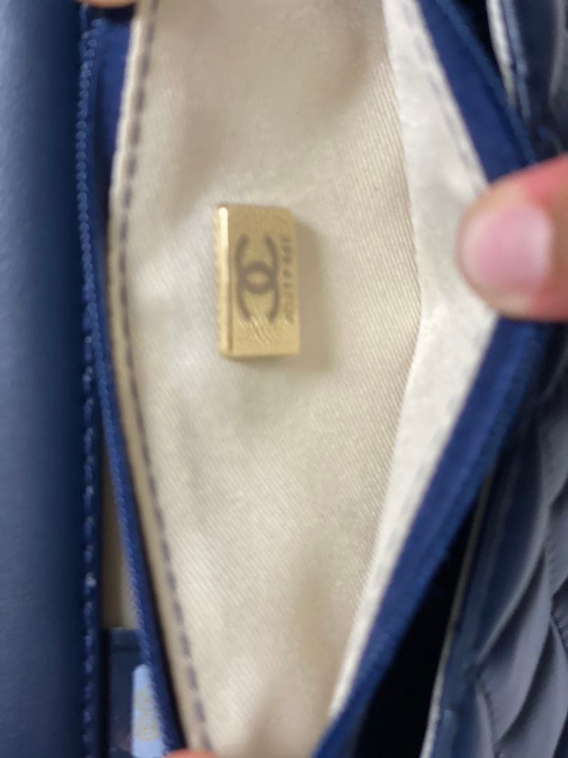 う*に様 キルティング チェーン ショルダーバッグ ネイビー ゴールド金具 ミニ