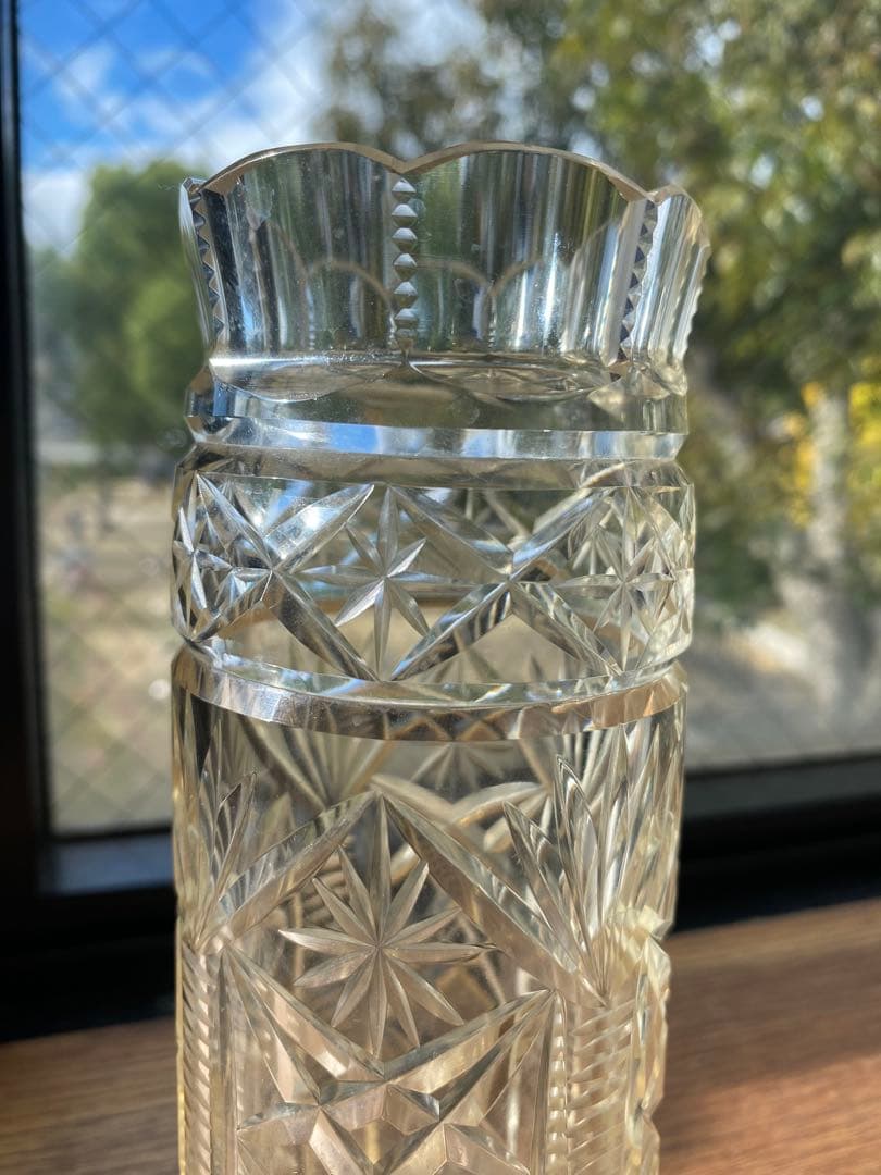 切子細工　花瓶　英国製アンティーク