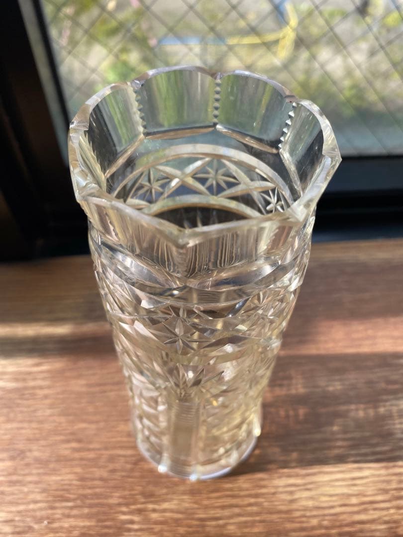 切子細工　花瓶　英国製アンティーク