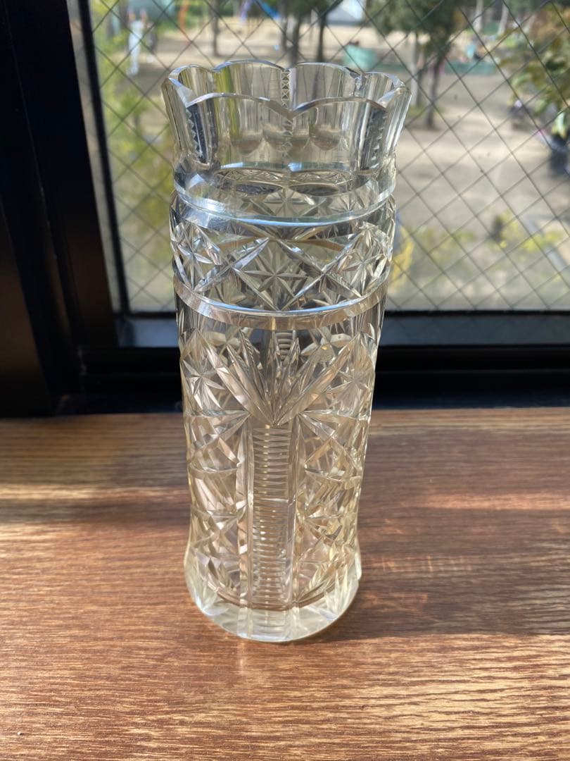 切子細工　花瓶　英国製アンティーク