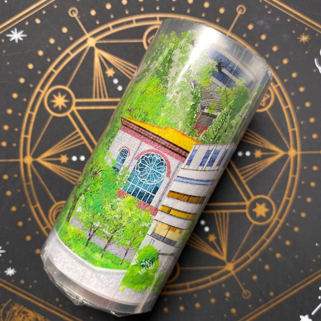 【9363】海外　マステ　5m巻PETマスキングテープ　学校景色　建物