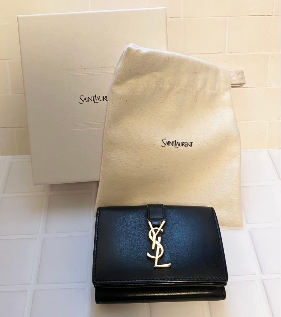 SAINT LAURENT サンローラン ブラック 三つ折り財布