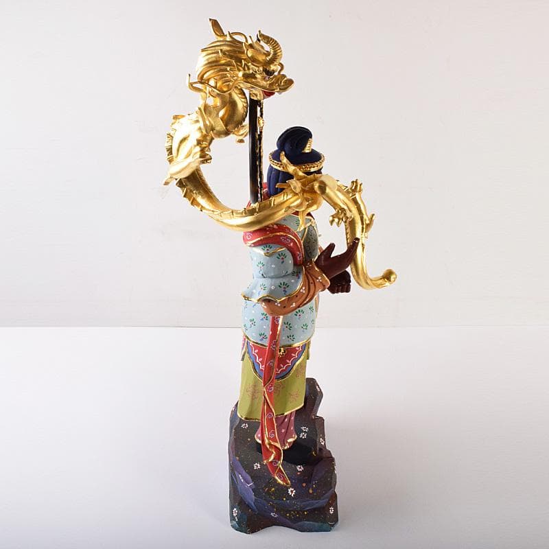 仏教美術　彩色木彫　二十八部衆像　難陀龍王像　歓喜龍王像　仏像　U　R7777B