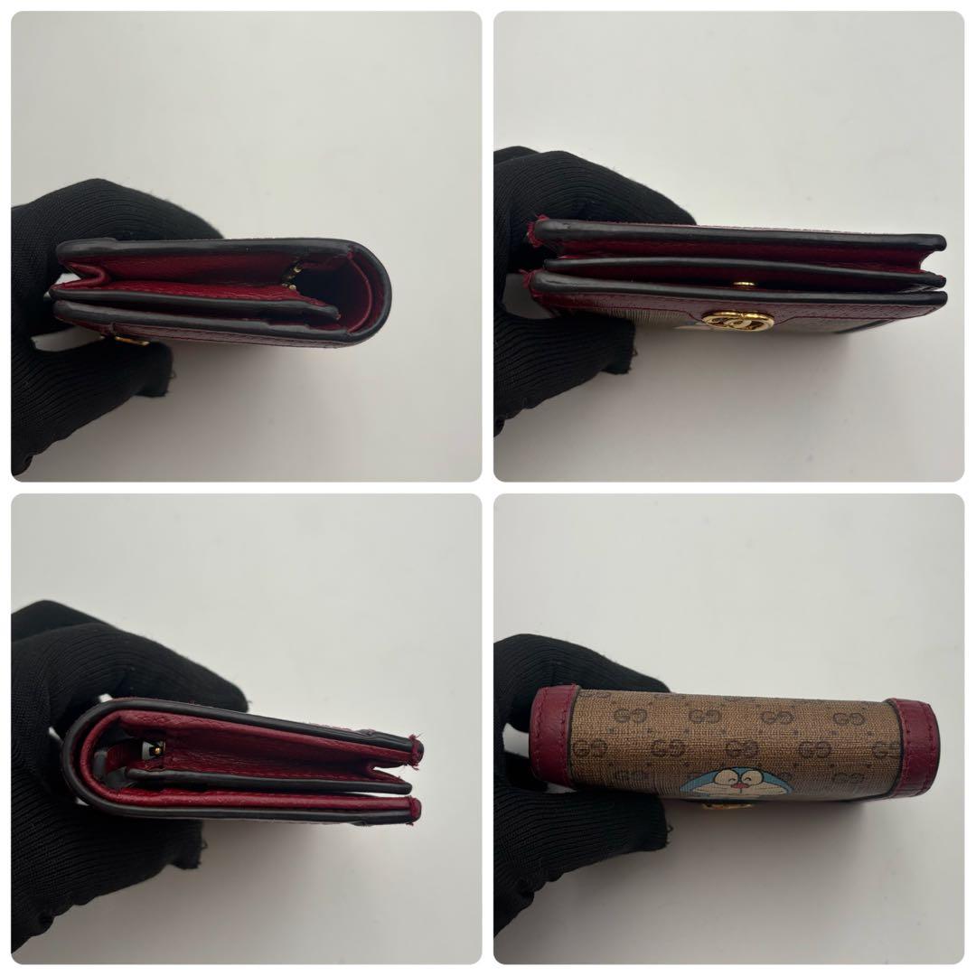 GUCCI ドラえもん 二つ折り財布 GG レザー レッド スプリーム コラボ