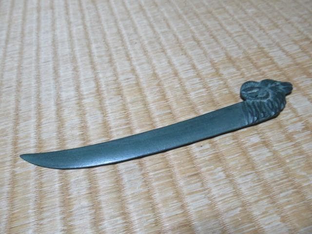 未使用昭和6年◆大阪 丸に枡家紋入り落成記念 緋銅製ペンプレートとペーパーナイフ