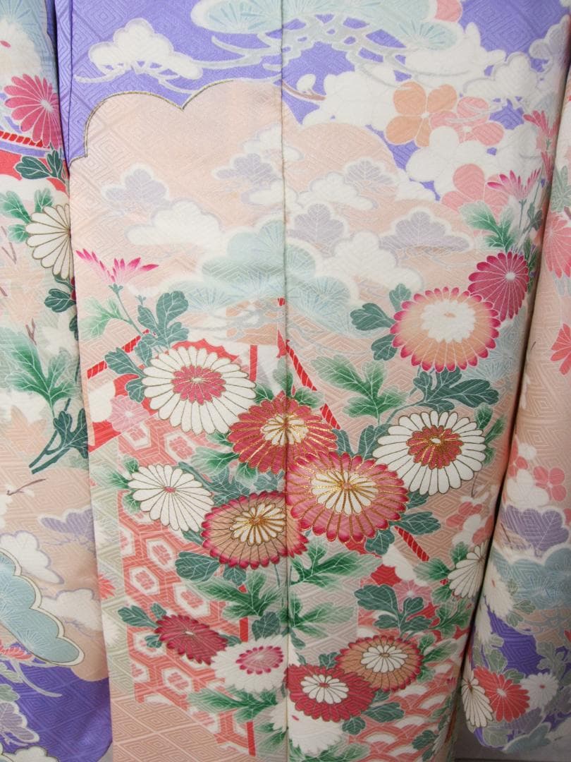 パステル古典柄/ぼかし染め/金駒刺繍/振袖フルセット　ｍ61白　成人式