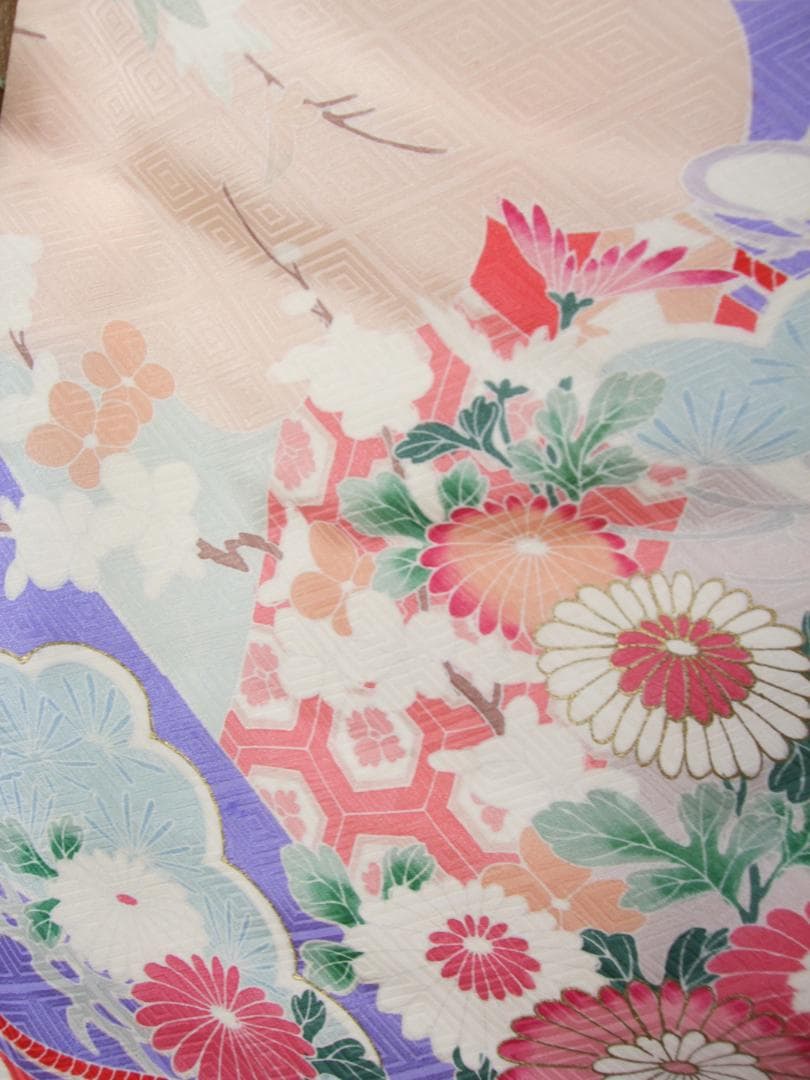パステル古典柄/ぼかし染め/金駒刺繍/振袖フルセット　ｍ61白　成人式