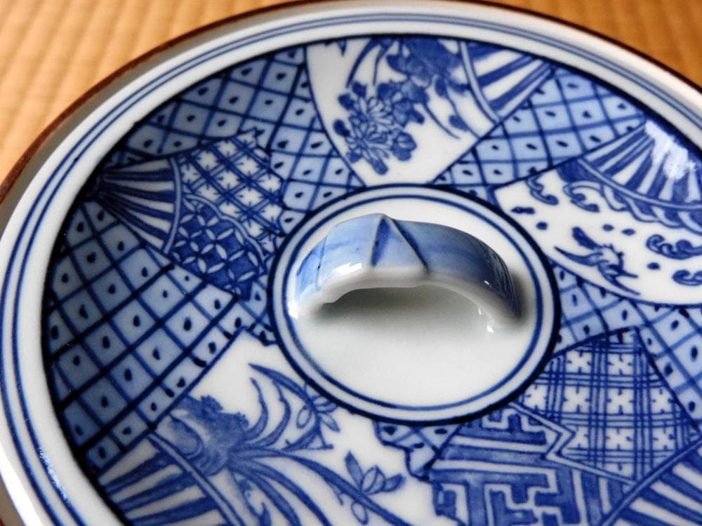 平安白鳳　染付　扇　水指　茶道　煎茶道