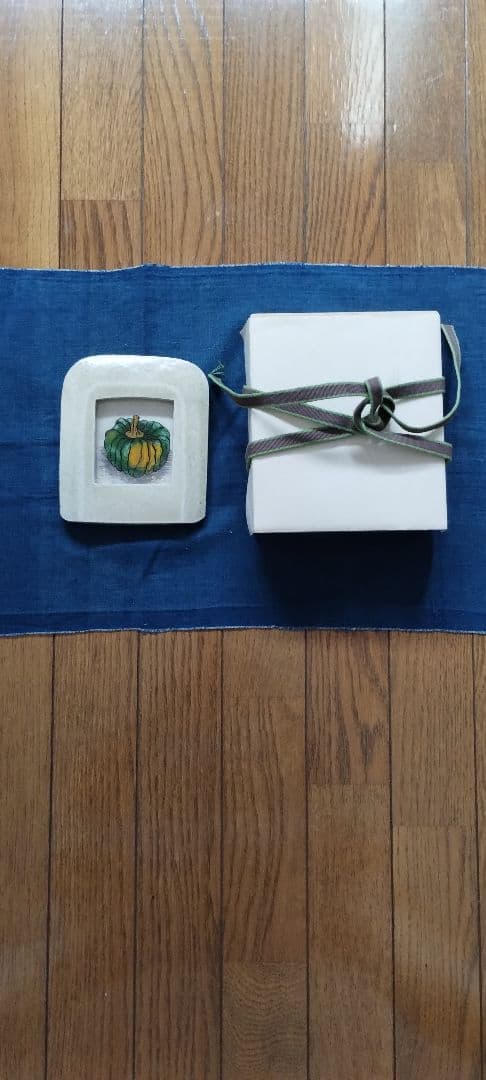 岩井窯　山本教行　陶器・ガラス絵　南瓜　カボチャ　箱付き