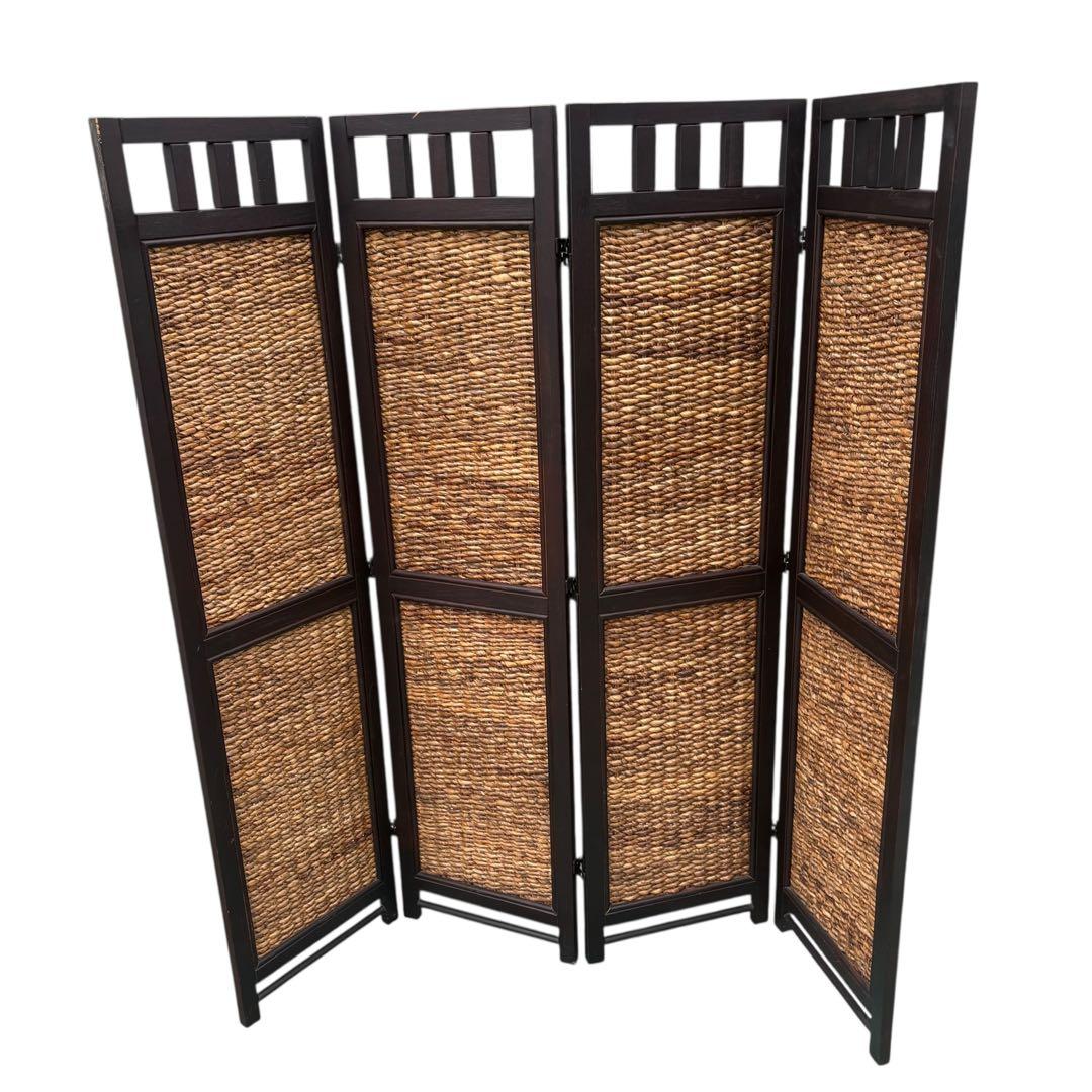 スクリーン 4連 パーテーション 衝立 バナナリーフ アジアンリゾート 完成品