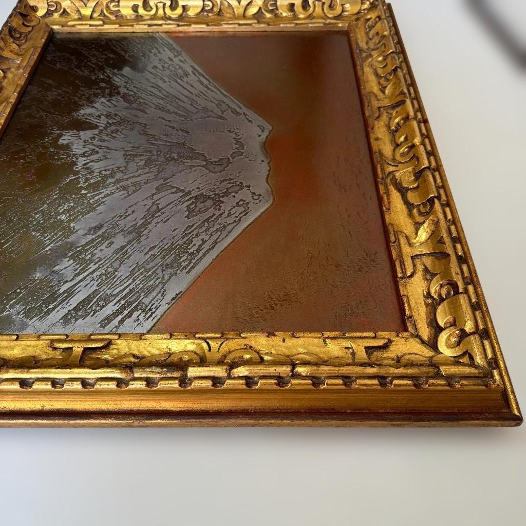 富士山 立体金属アート アンティーク調 金色木製額