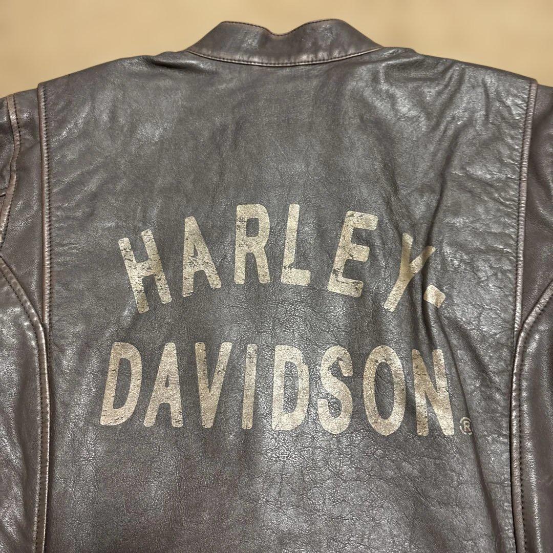 Sサイズ ハーレーダビッドソン　シングルライダースジャケット　ブラウン
