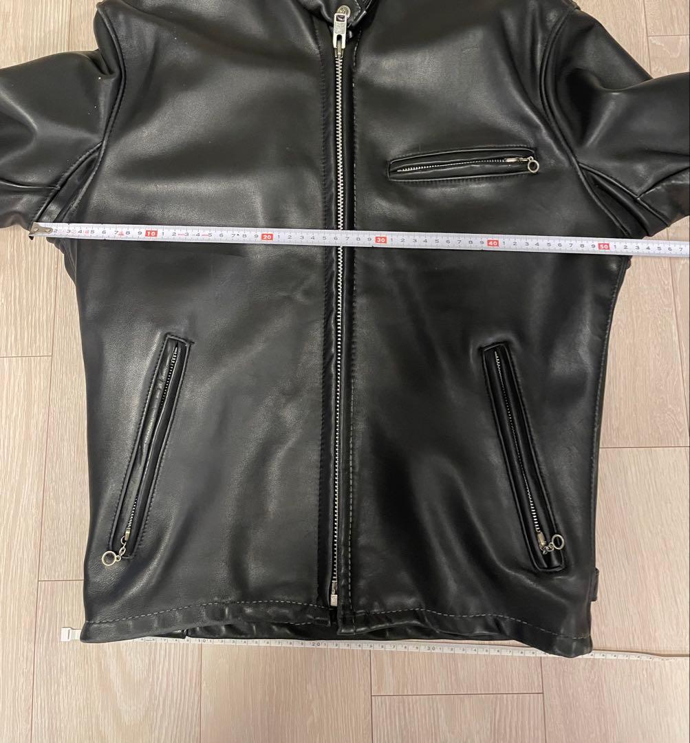 Schott ブラックレザー シングルライダースジャケット 36