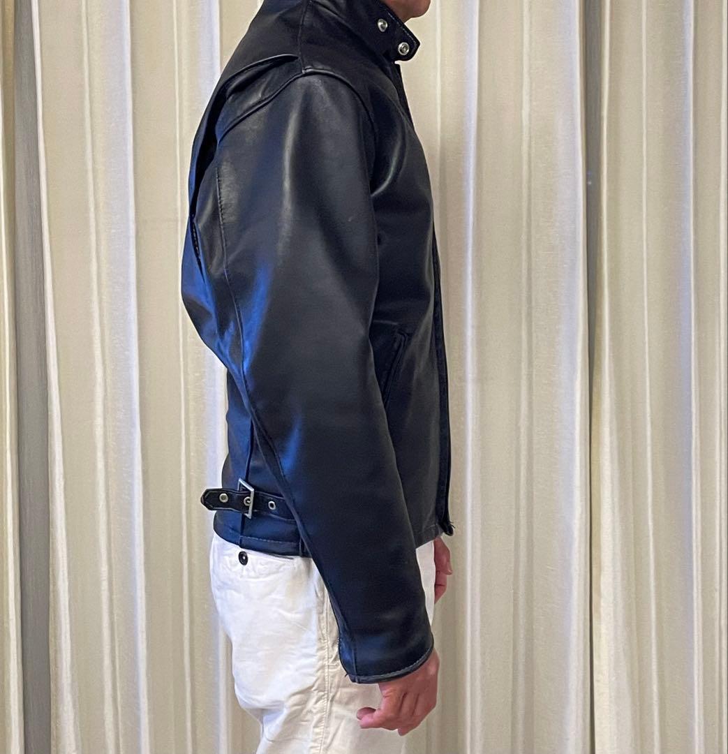 Schott ブラックレザー シングルライダースジャケット 36