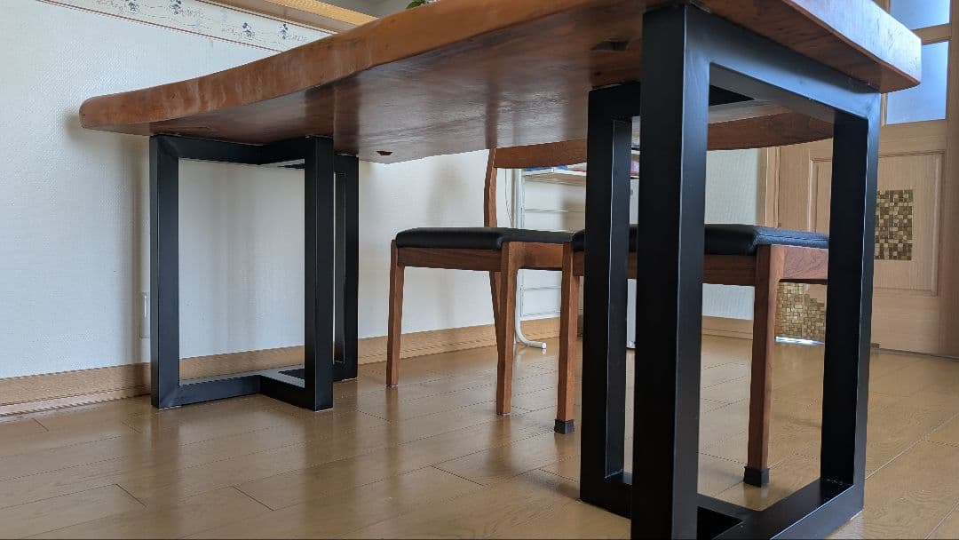 カミオ様限定　美品　欅　ケヤキ　一枚板ダイニングテーブル152x88x7　座卓脚