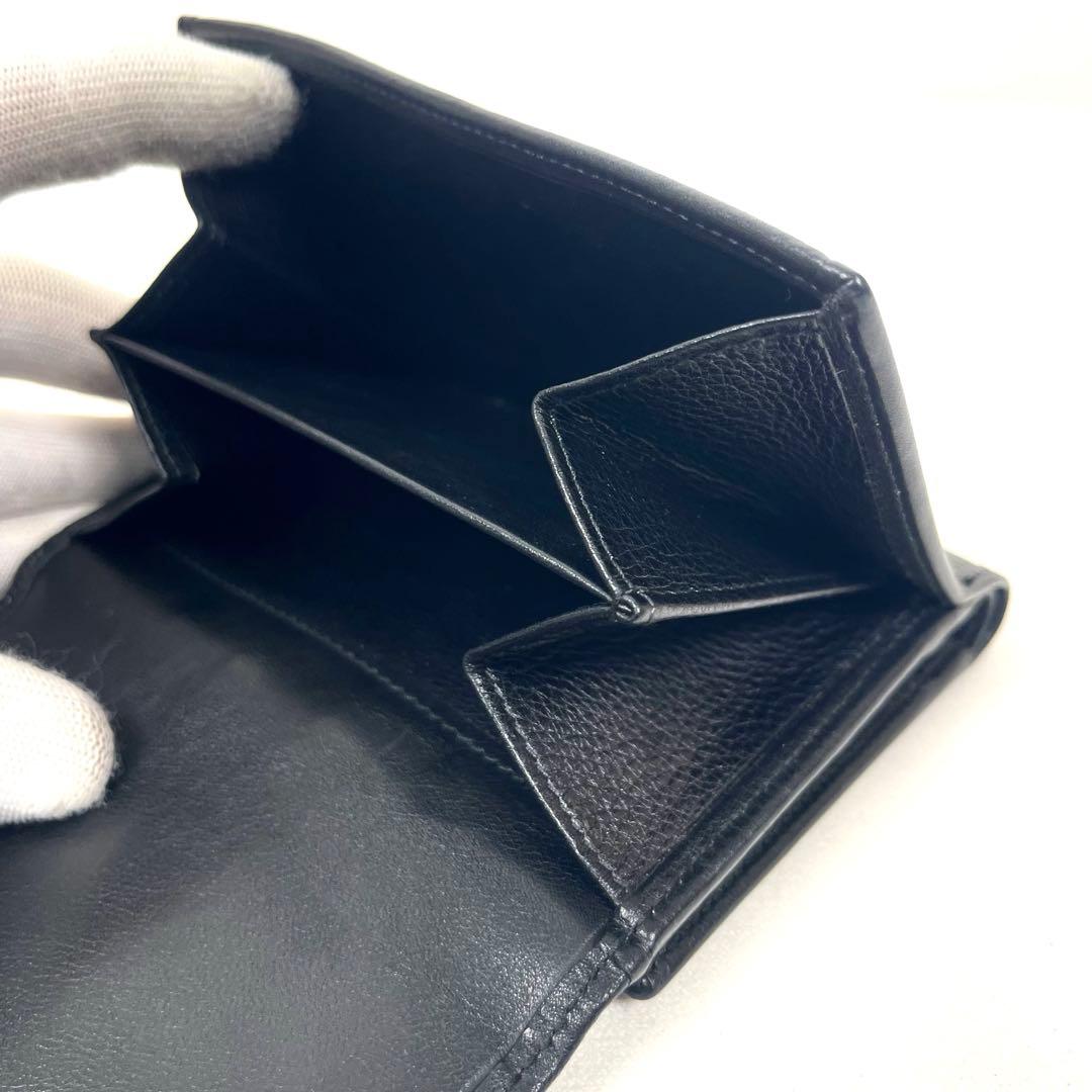 ロエベ　折り財布　アナグラム　ビッグロゴ　エンボス　コンパクト　レザー　ブラック