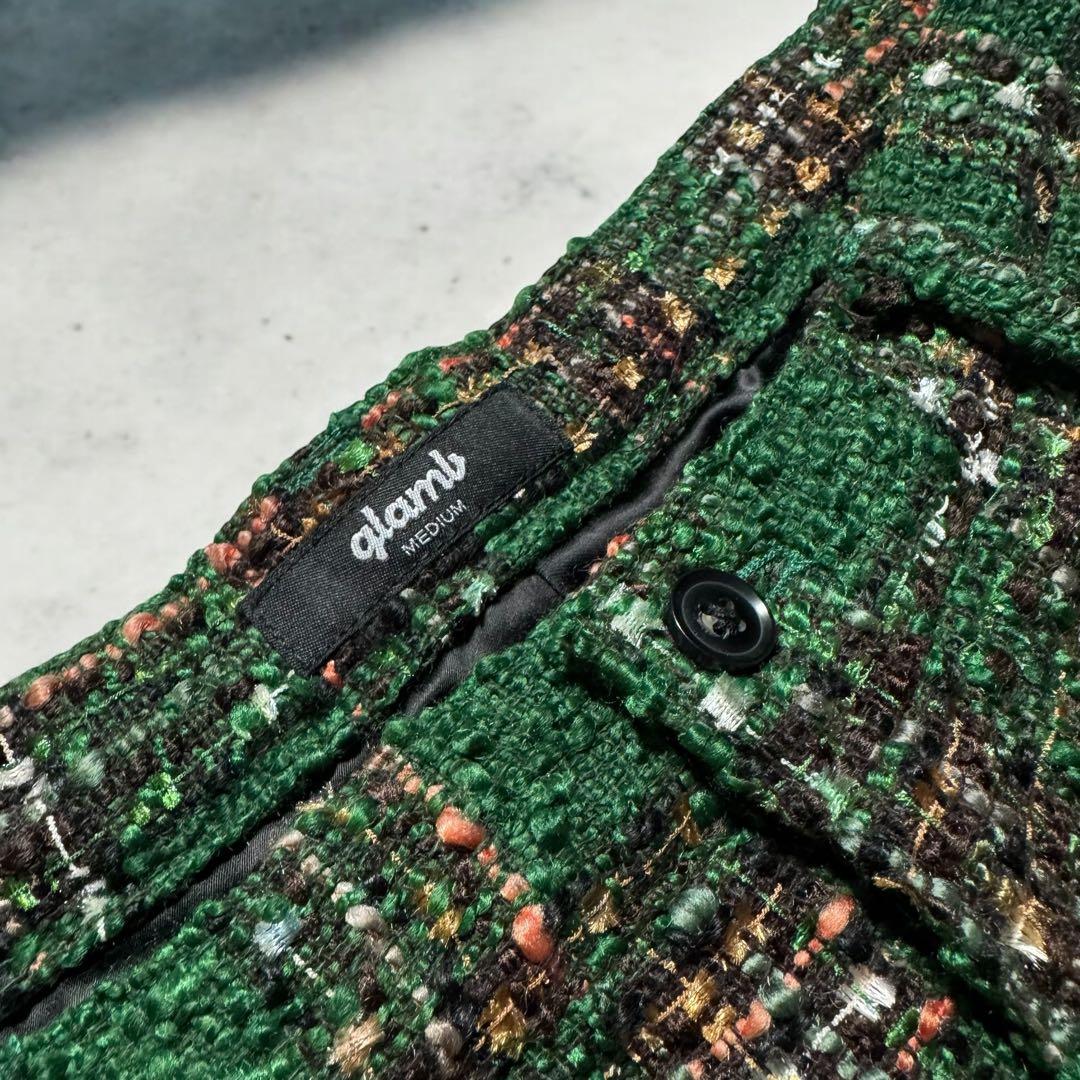 glambグラム ファンシーツイードパンツ グリーン M