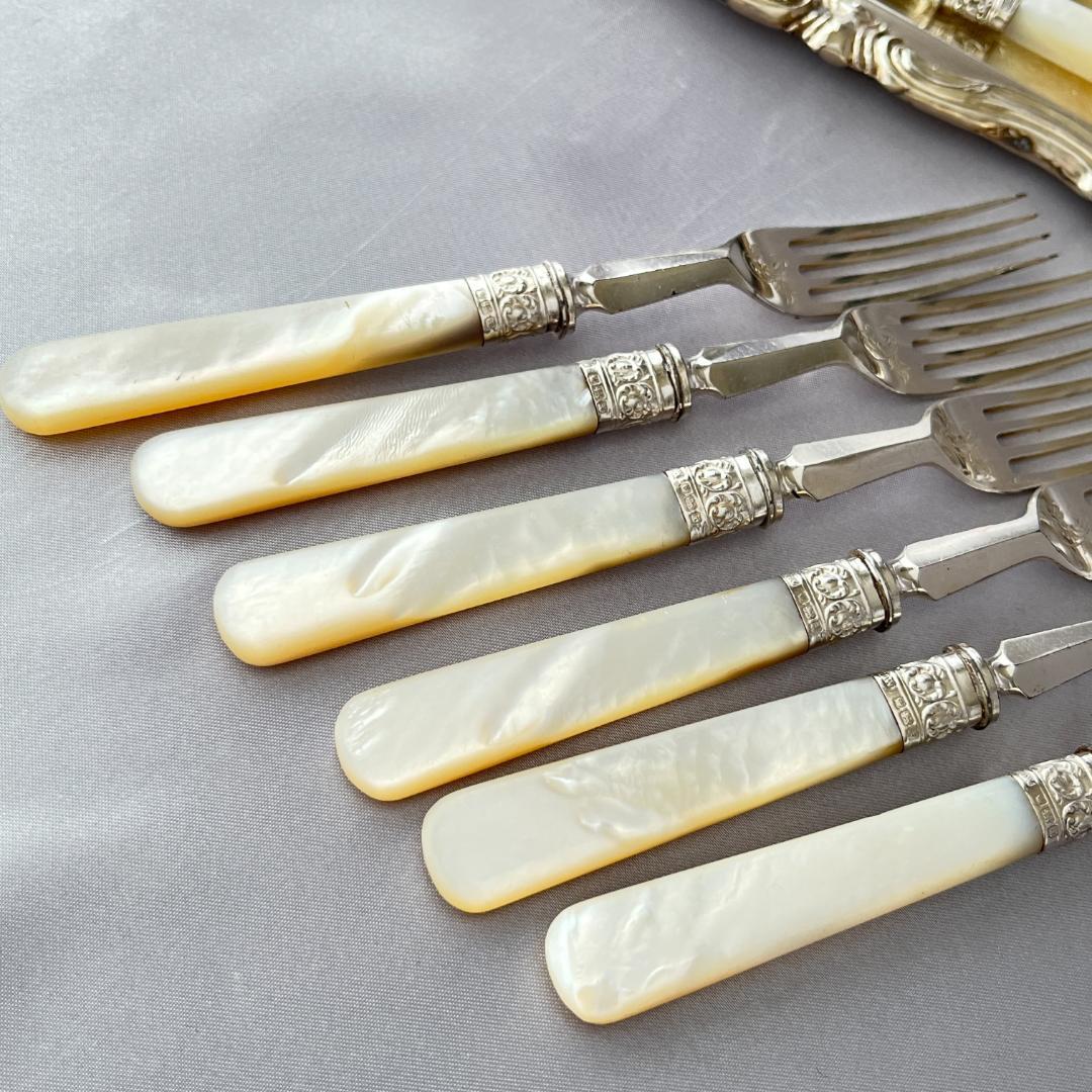 【Lee & Wigfull 】【白蝶貝 / 純銀継手】デザートセット