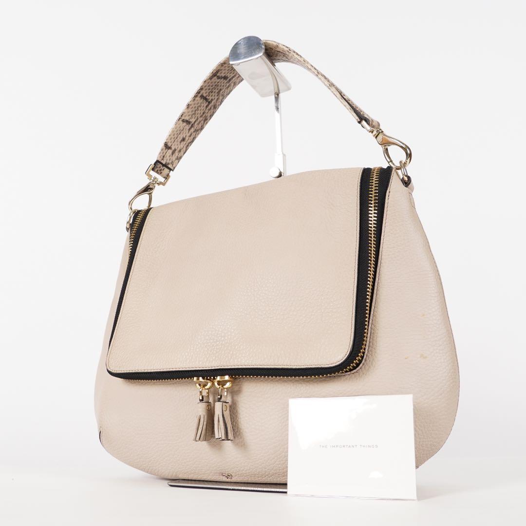 【極美品✨】アニヤハンドマーチ マキシジップ カード付き ハンドバッグ ベージュ