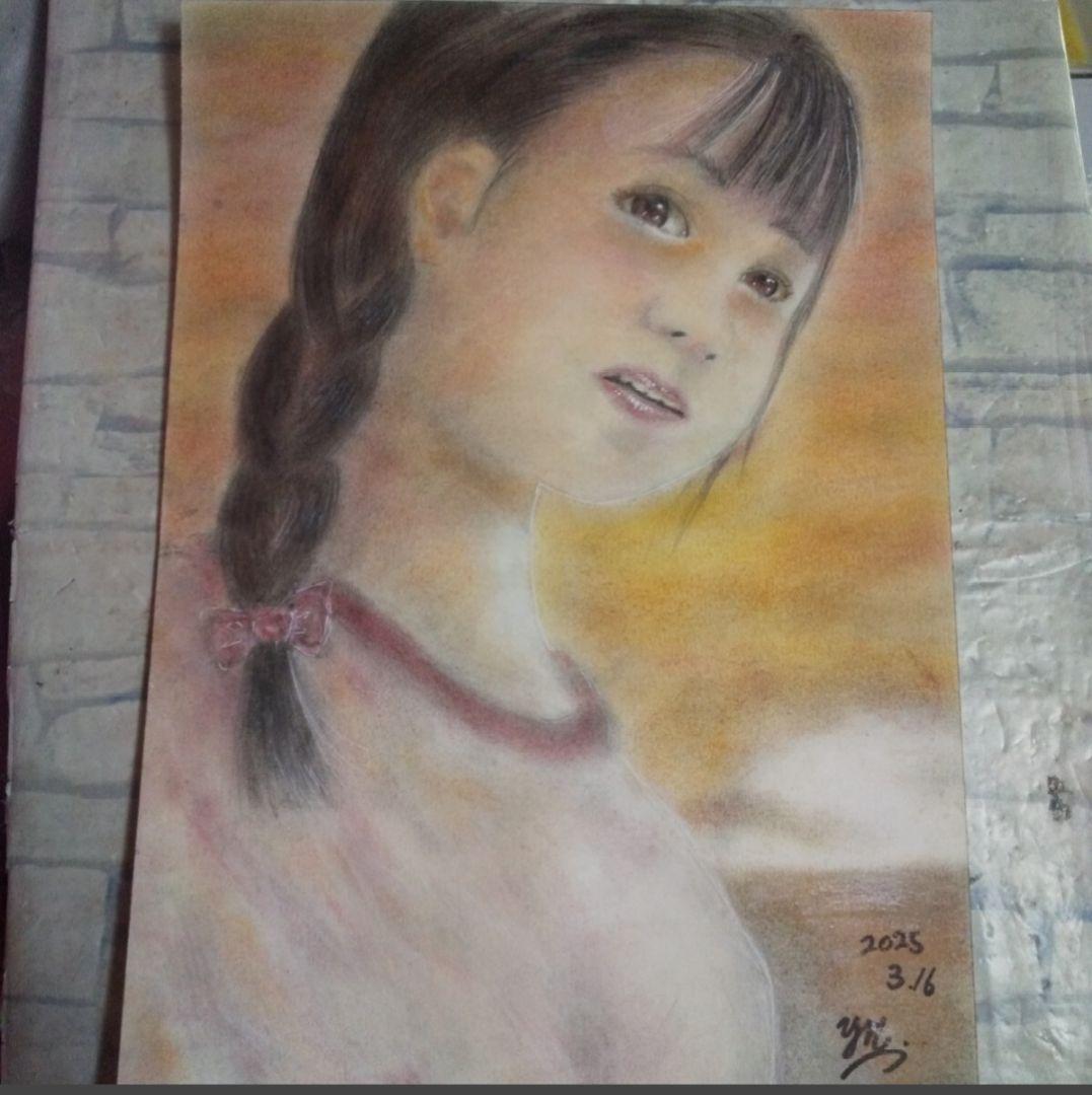 【匿名配送】絵画　「部活動」アート 原画　A4サイズ額つき。