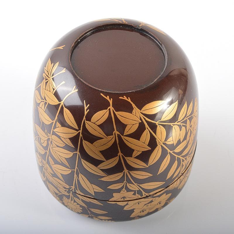 茶道具　漆塗　時代秋草蒔絵　棗　時代箱　M　R6284