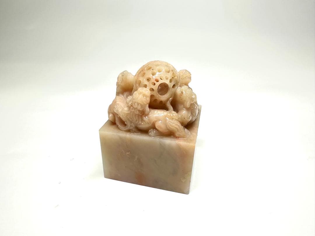 【五獅戯球】 獅子　清工　美品　高級印材　篆刻　印石　ラオス印石　水凍　手作り