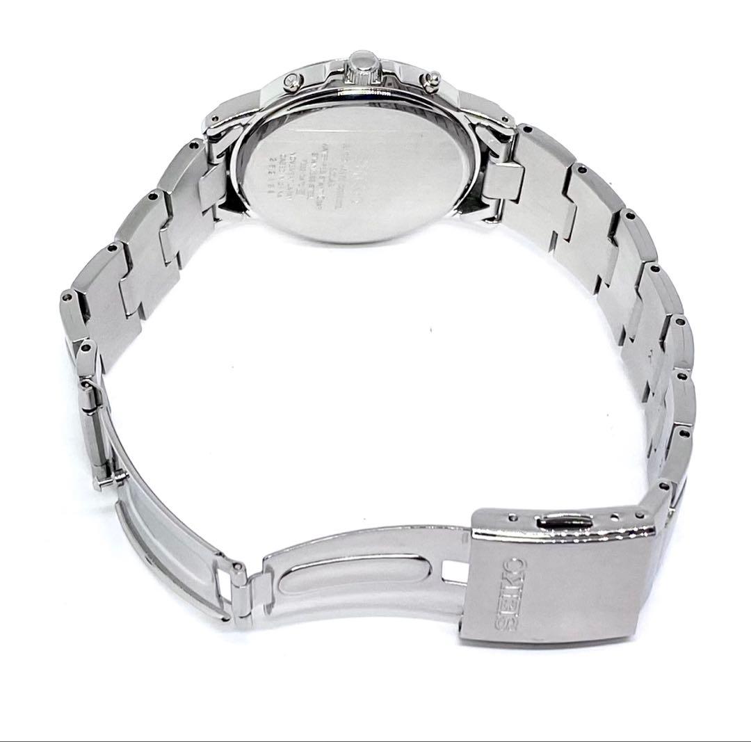 SEIKO☆セイコー☆電波ソーラー☆腕時計☆ブラック文字盤×シルバー針☆極上品