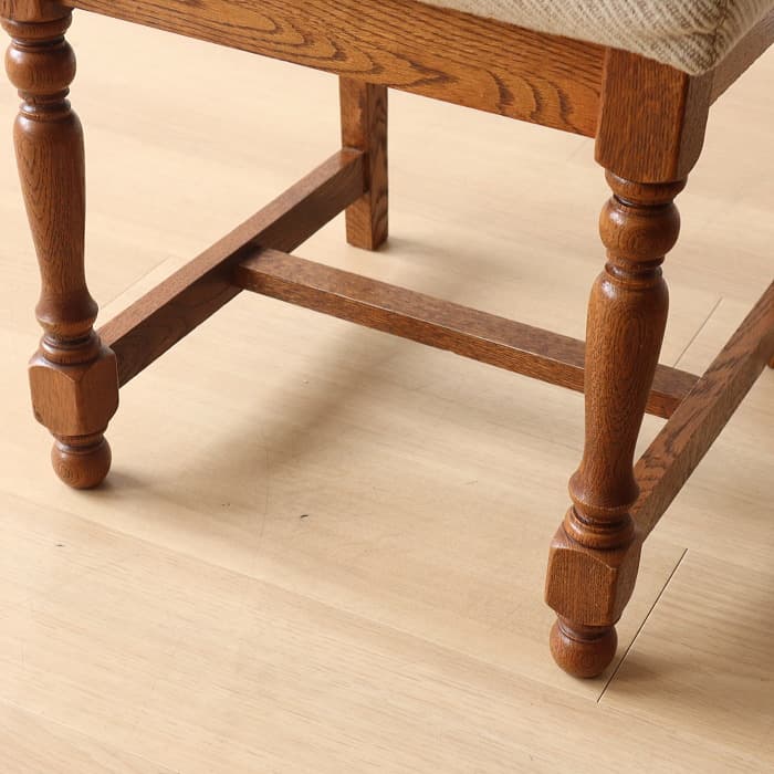 アンティーク 小ぶりなイス 布張り ナラ 木製 古家具 無垢材