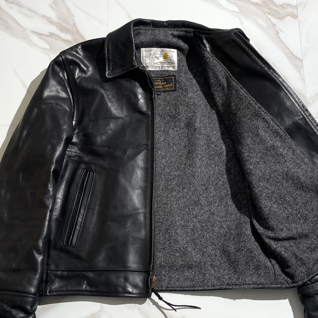 hidaritaka様　エアロレザー　レザージャケット　ホーススキン　ブラック