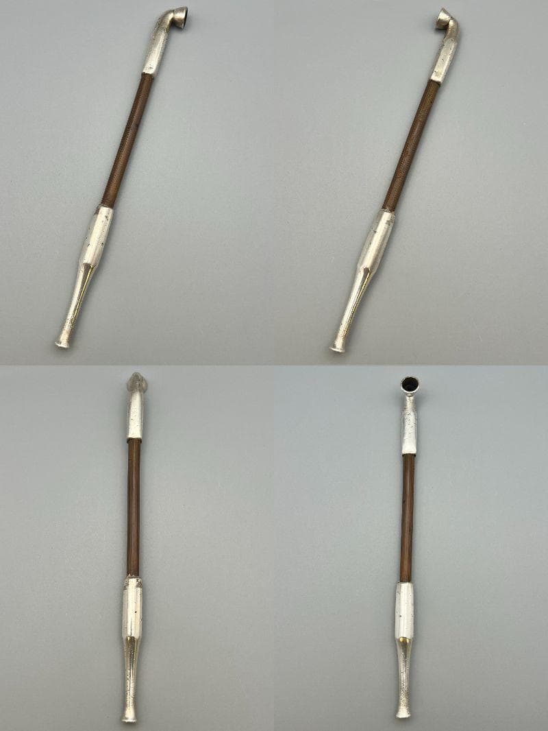 江戸明治時代　極上山水詩堆朱絵　秀心翁在銘　タバコ入　大玉珊瑚根〆　銀製キセル