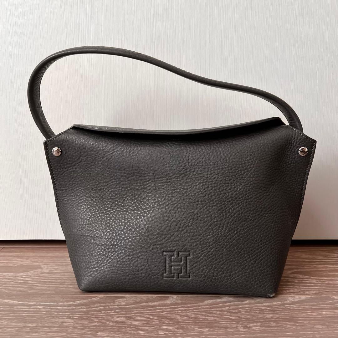 【即日発送】HIROFU ハンドバッグ ワンハンドル グレー 灰色 本革