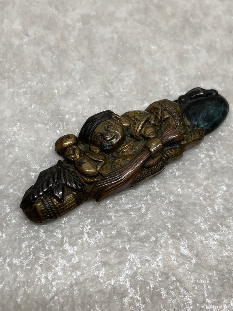 時代物 当時物 目貫 刀装具 在銘あり 立武？ 七福神 大黒天 恵比寿天 弁財天