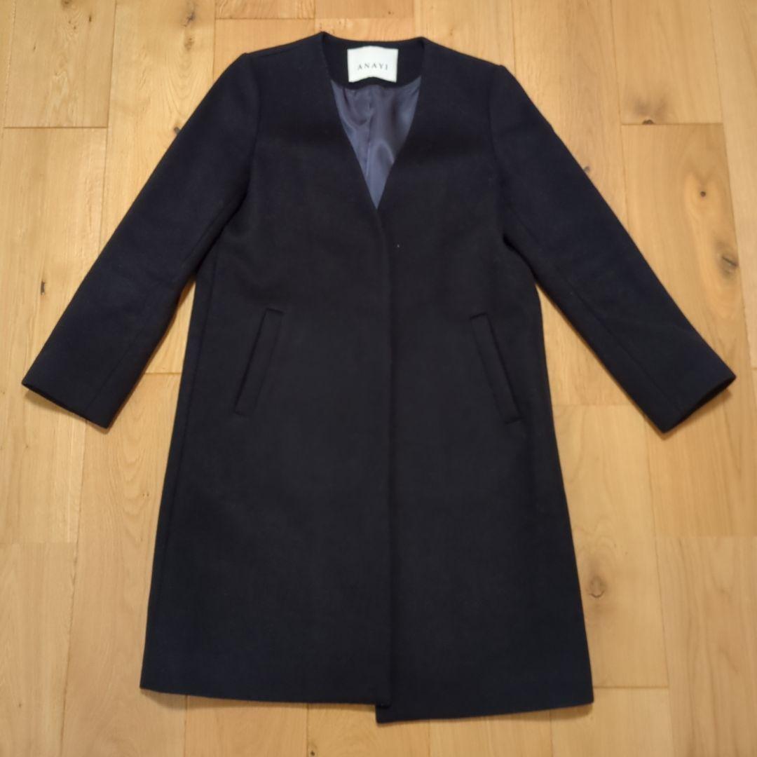 ANAYI ネイビー チェスターコート