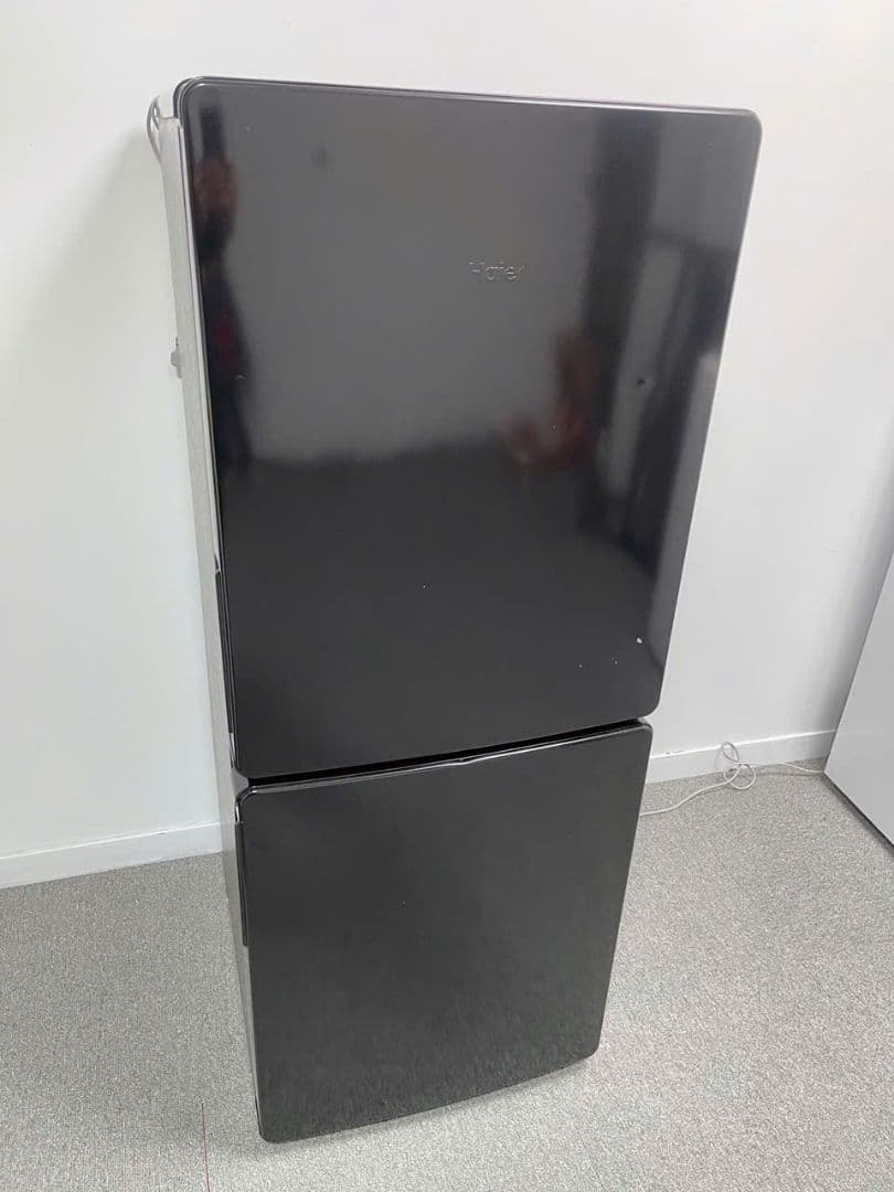 福岡配送、設置込み2022年製Haier JR-NF148CK ブラック冷蔵庫