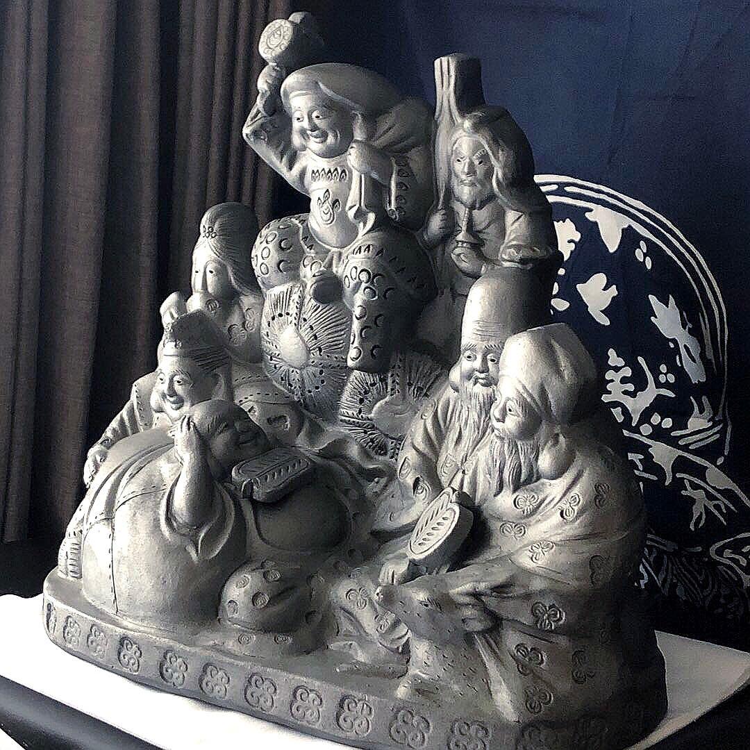 【特注品・三州瓦】第二代鬼金 鬼師 神谷直之 作　いぶし銀 七福神【一点もの】