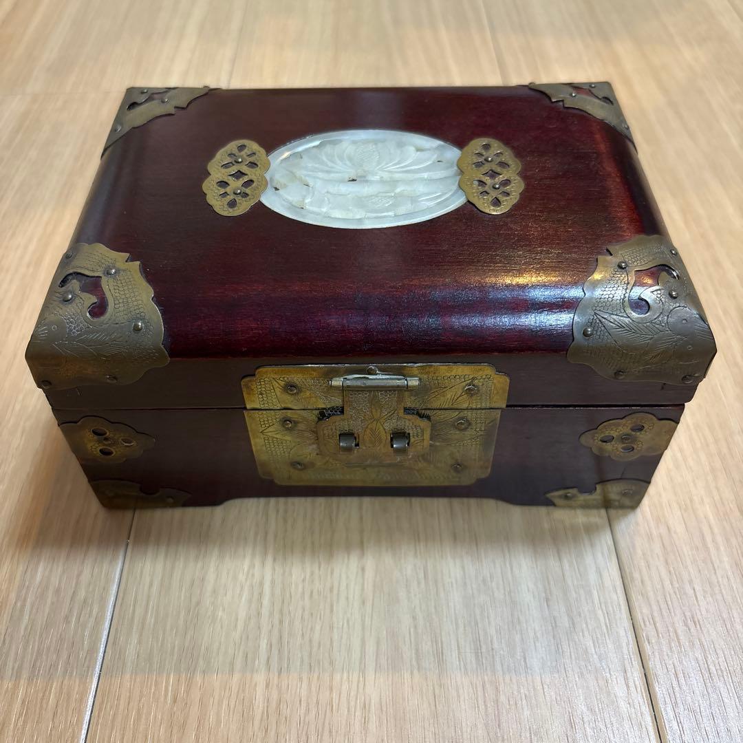 中国 白翡翠 彫刻 宝石箱 ジュエリーボックス　ビンテージ